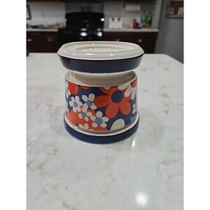 Vintage Napcoware Flowered Candle Holder 3.75" Tall  Holds 3" Candle Ceramic